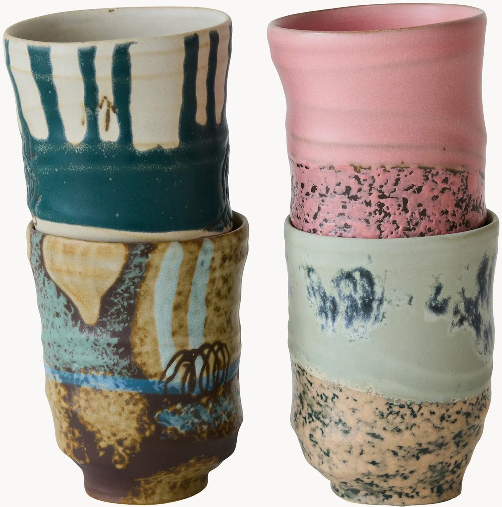 Ručne maľované šálky Artist Ceramics, 4 ks