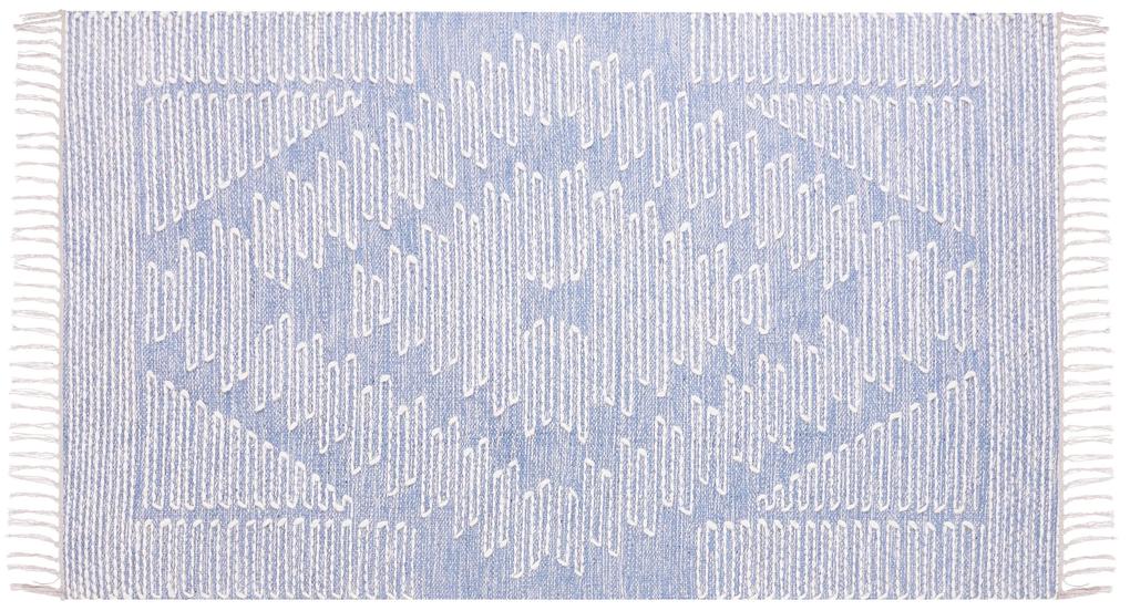 Bavlnený koberec 80 x 150 cm modrá/biela ANSAR Beliani