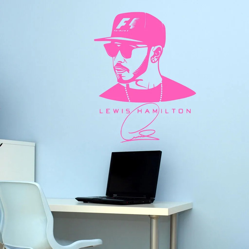 Veselá Stena Samolepka Lewis Hamilton F1 Farba: černá, Veľkosť: 100 x 78 cm