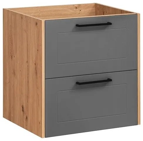 Závěsná skříňka Madera se zápustným umyvadlem 60 cm grafitová/dub artisan