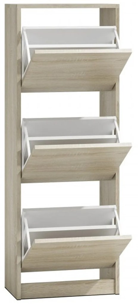 Skrinka na topánky tri diely dub sonoma