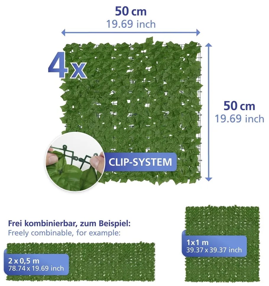 Zelená plastová balkónová zástena 100x100 cm Ivy – Maximex