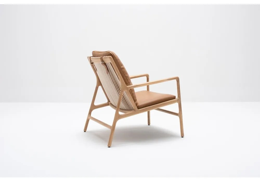 Kožené kreslo v hnedo-prírodnej farbe Dedo – Gazzda