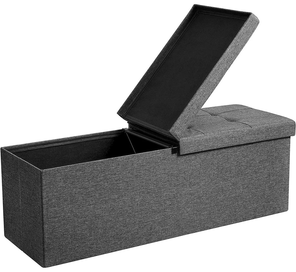 Taburetka 120 L, skladacia úložná lavica, nosnosť 300 kg, tmavosivá | SONGMICS