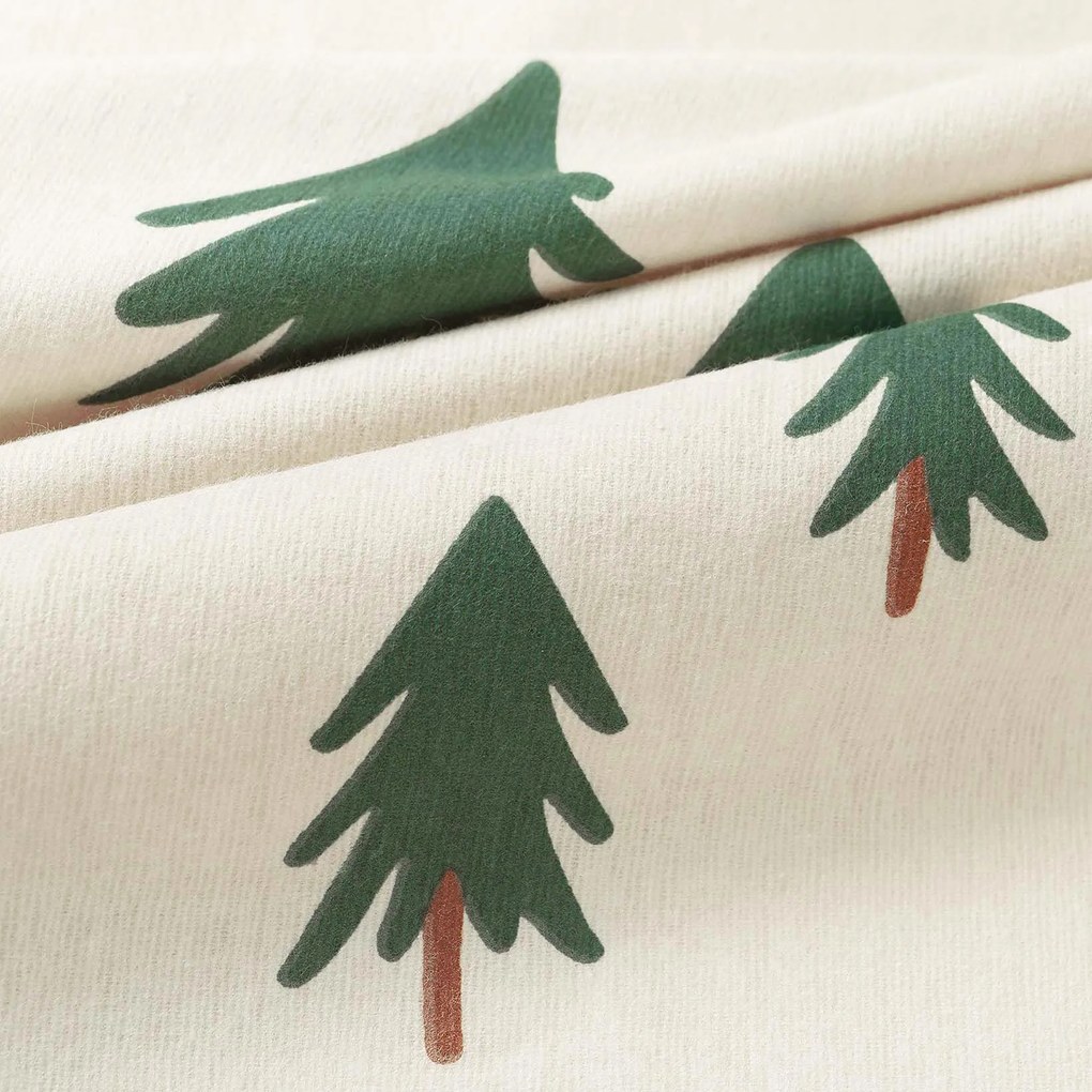 Goldea flanelové posteľné obliečky - stromčeky na režnom 140 x 200 a 70 x 90 cm