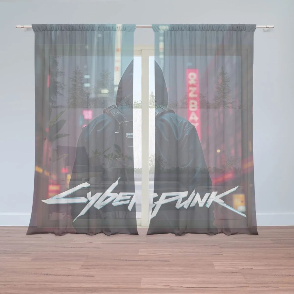 Sablio Záclony Cyberpunk 2077 Výhľad na mesto: 2ks 150x250cm