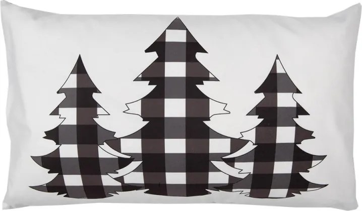 Biela obliečka na vankúš so stromčekmi Black&White X-Mas - 30*50 cm