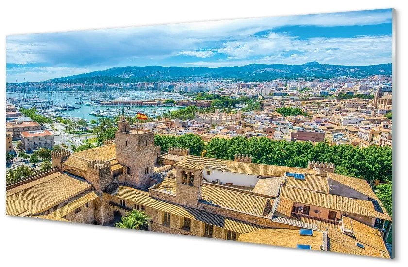 Sklenený obraz Španielsko Port pobreží mesto 125x50 cm