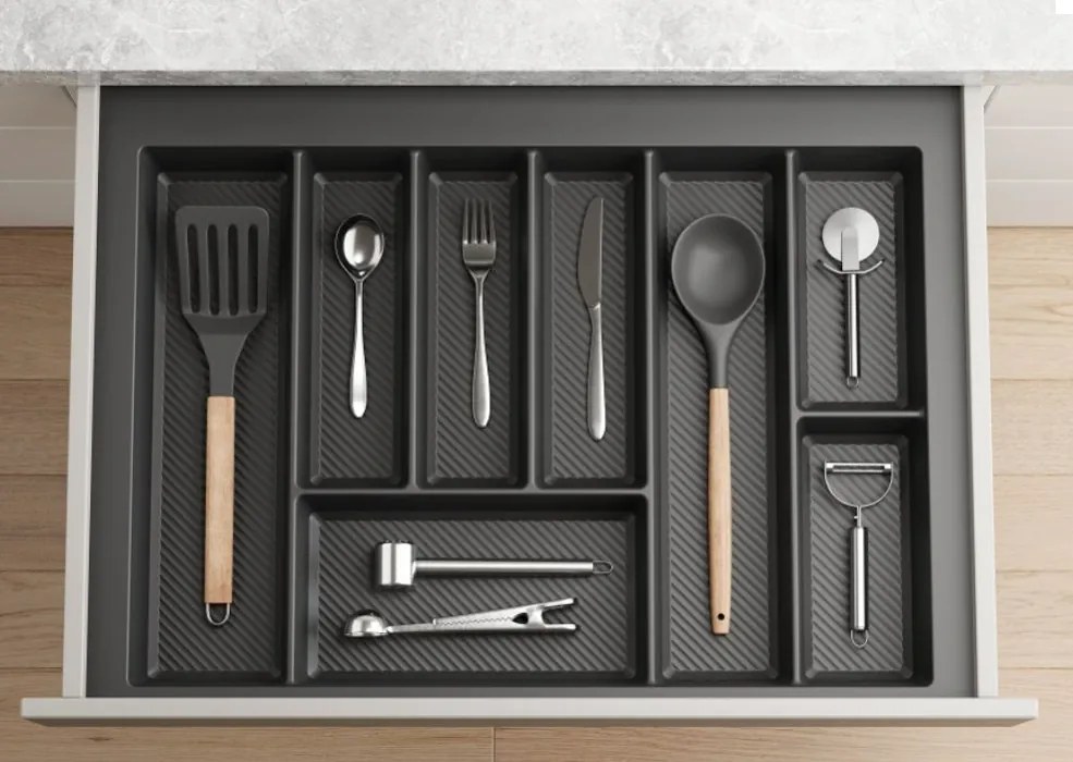 IN-DURO Príborník STRIPES 59 - 65 cm s hĺbkou 42 - 49 cm, antracit