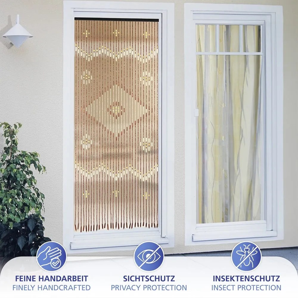 Bambusový záves do dverí v prírodnej farbe 90x200 cm Rhombus – Maximex