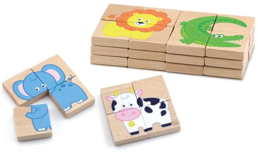 Viga Drevené magnetické puzzle Zvieratá