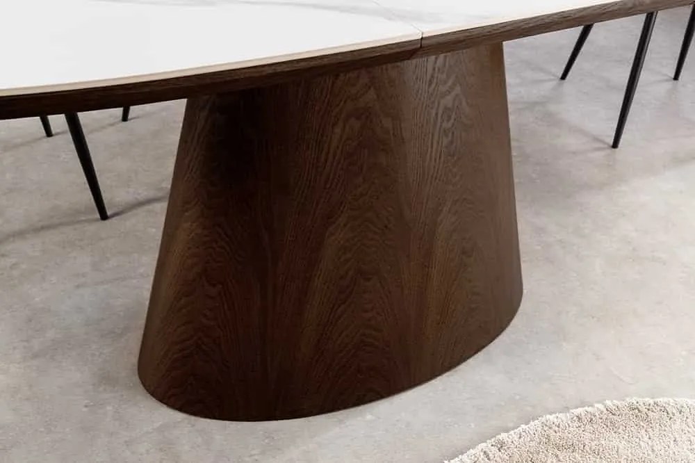 Oválny rozkladací jedálenský stôl Parthenia 160-200 cm tmavý orech
