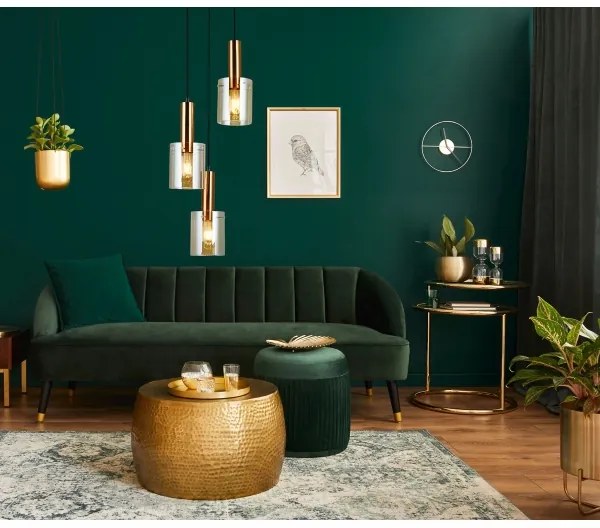 ITALUX PND-5581-3A-BRO+AMB - Luster na lanku SARDO 3xE27/40W/230V čierna/mosadz