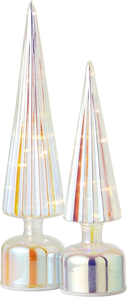 Veľký rebrovaný sklenený strom s LED svetlom L – 9*9*39,6 cm