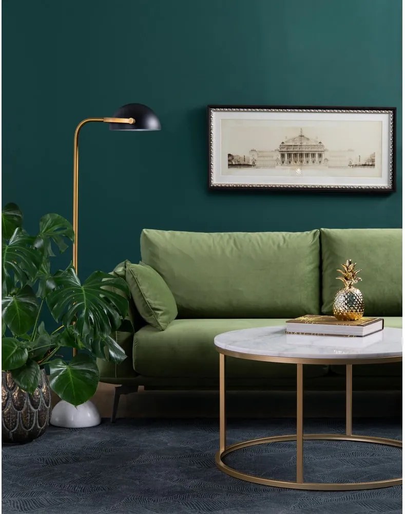 Mramorový konferenčný stolík s konštrukciou vo farbe mosadze RGE Accent, ⌀ 85 cm
