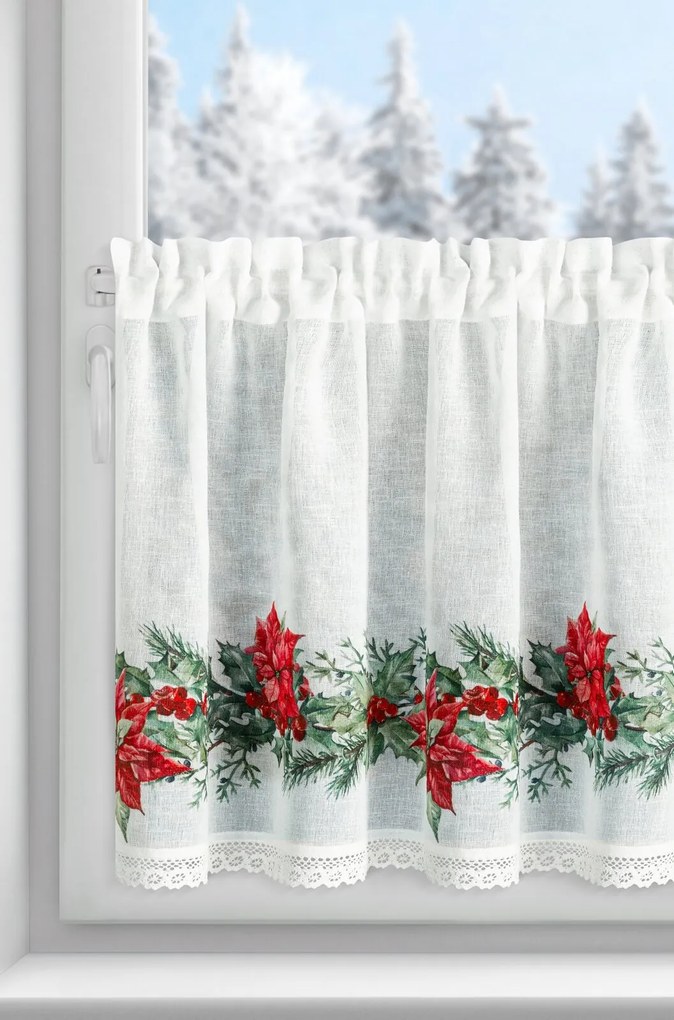 KRÁTKA VIANOČNÁ ZÁCLONA NA PÁSKE XMAS5 150X60 CM VZOROVANÁ