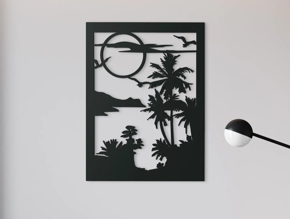 drevko Drevený obraz na stenu Exotika Rozmer obrazu: 43,5 x 32,5 cm, Farba dekorácie: Čierna