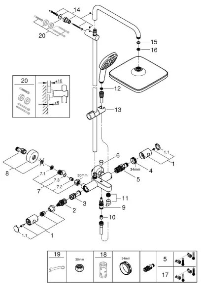 GROHE 26984001 - Sprchový systém VITALIO COMFORT 390 mm lesklý chróm