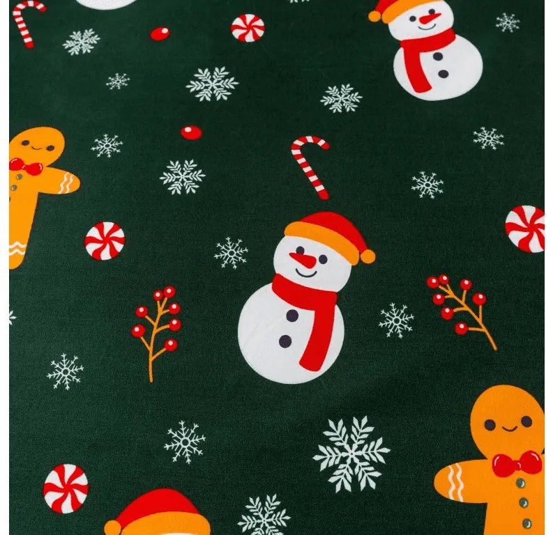 Flanelové obliečky z mikrovlákna SNOWMAN AND GINGERBREAD zelené Rozmer obliečky: 2 ks 70 x 90 cm | 200 x 220 cm