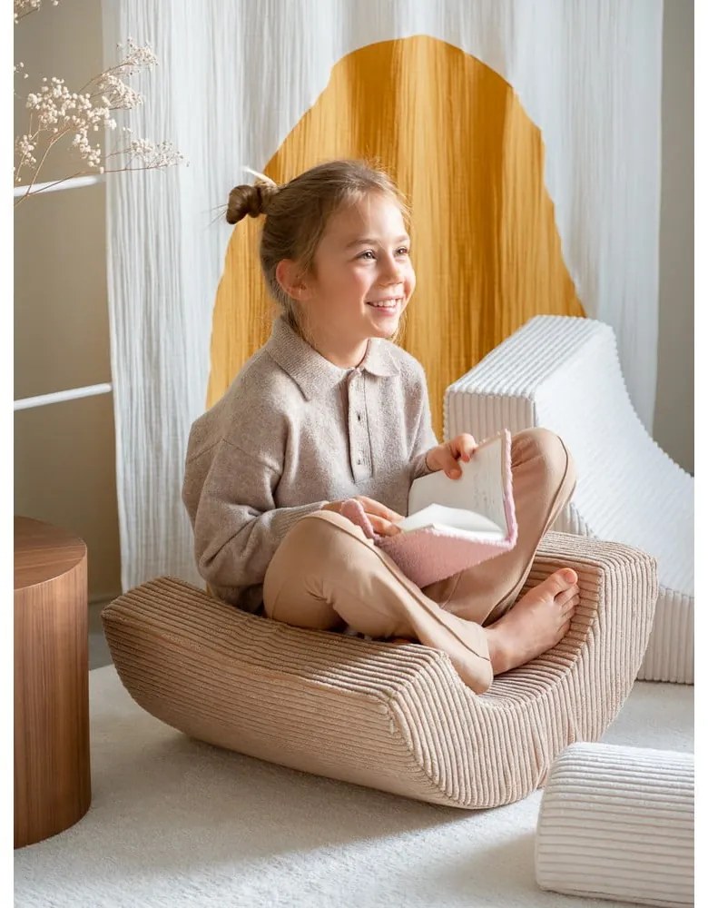 Krémovobiele menčestrové penové ihrisko 75x49x37 cm Rainbow Montessori – Wigiwama