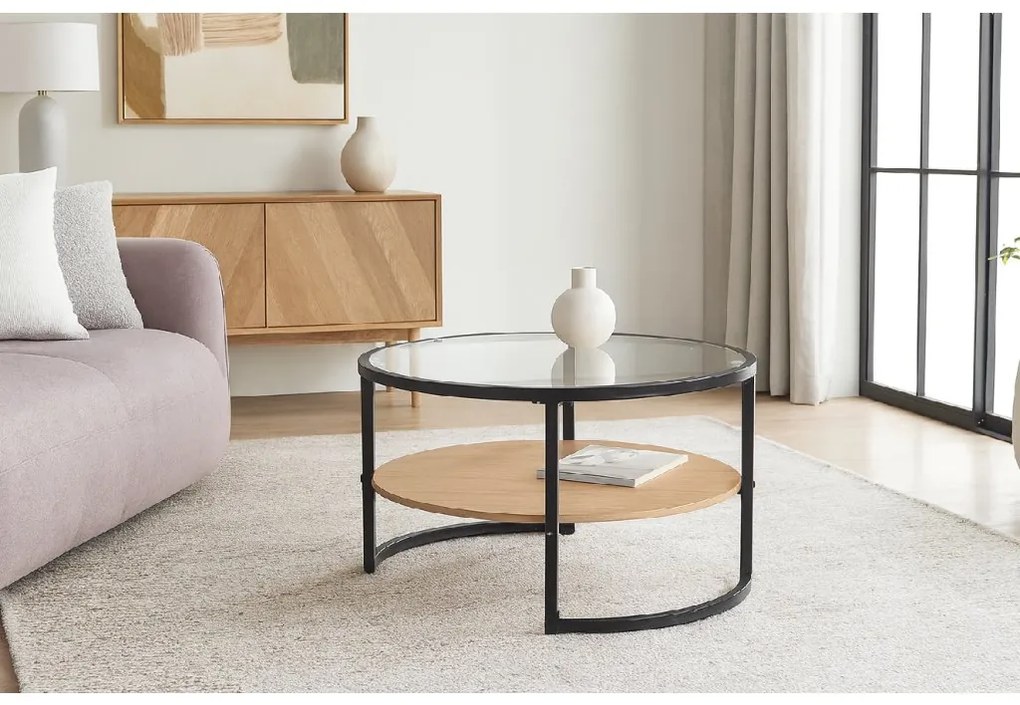 Noela Sklenený konferenčný stolík s čiernym rámom VITREA 45