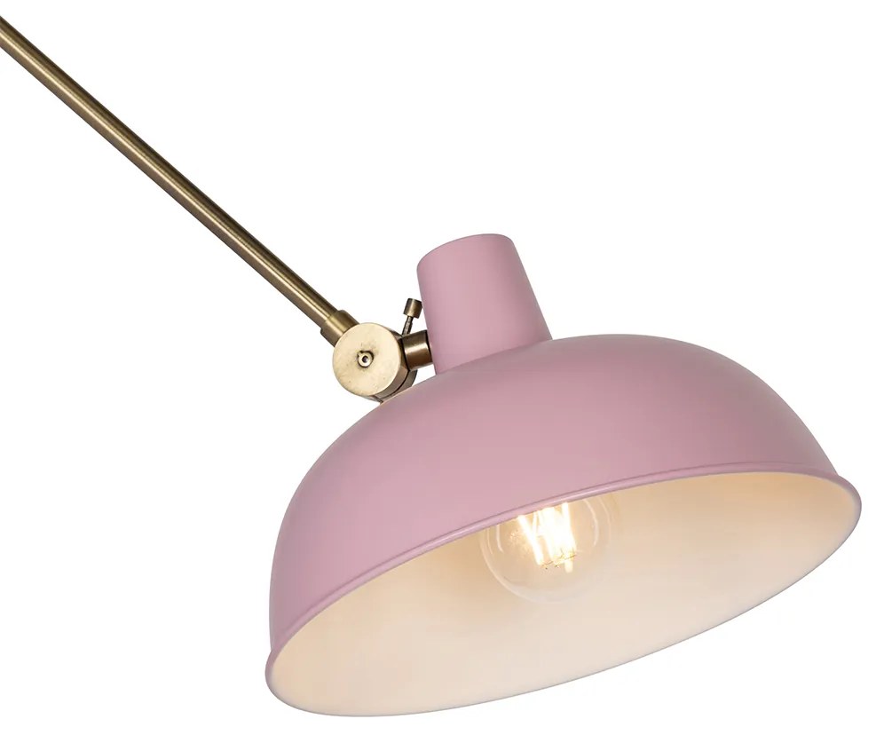 Retro nástenná lampa ružová s bronzom - Milou