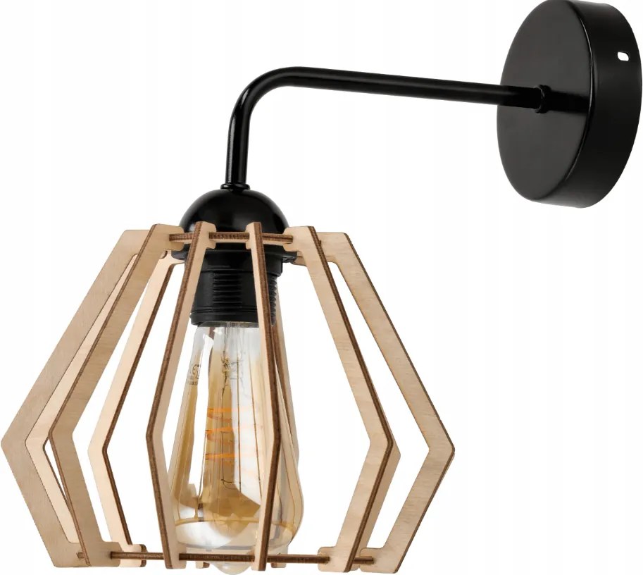 Drevená nástenná lampa čierna LED nad zrkadlo E27 drevená nástenná lampa