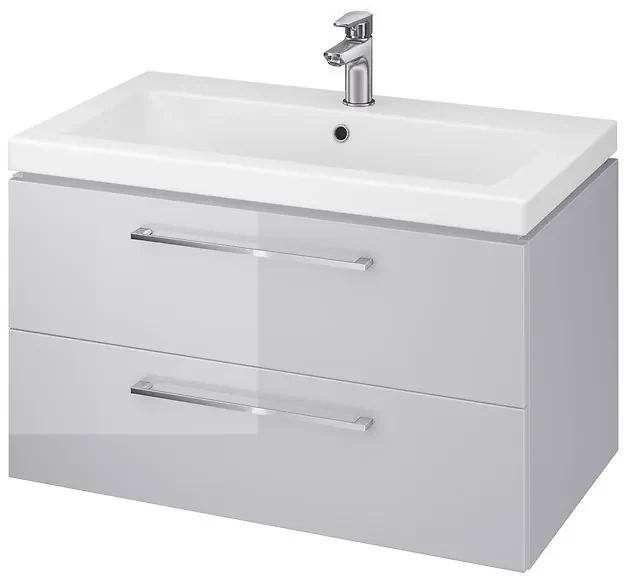 Cersanit Lara Como 80, závesná skrinka + keramické umývadlo, 794x447x460 mm, sivý lesk, S801-214