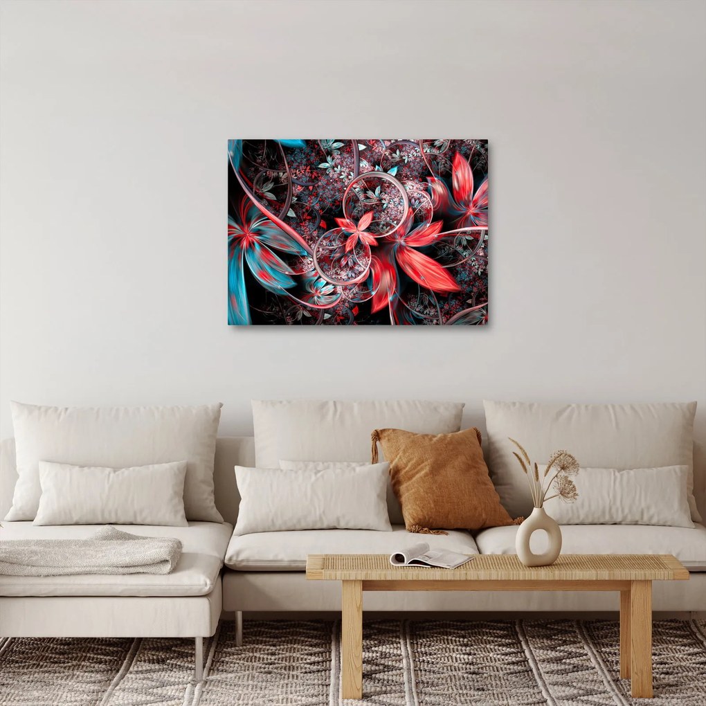 Abstraktný obraz exotických kvetov (70x50 cm)