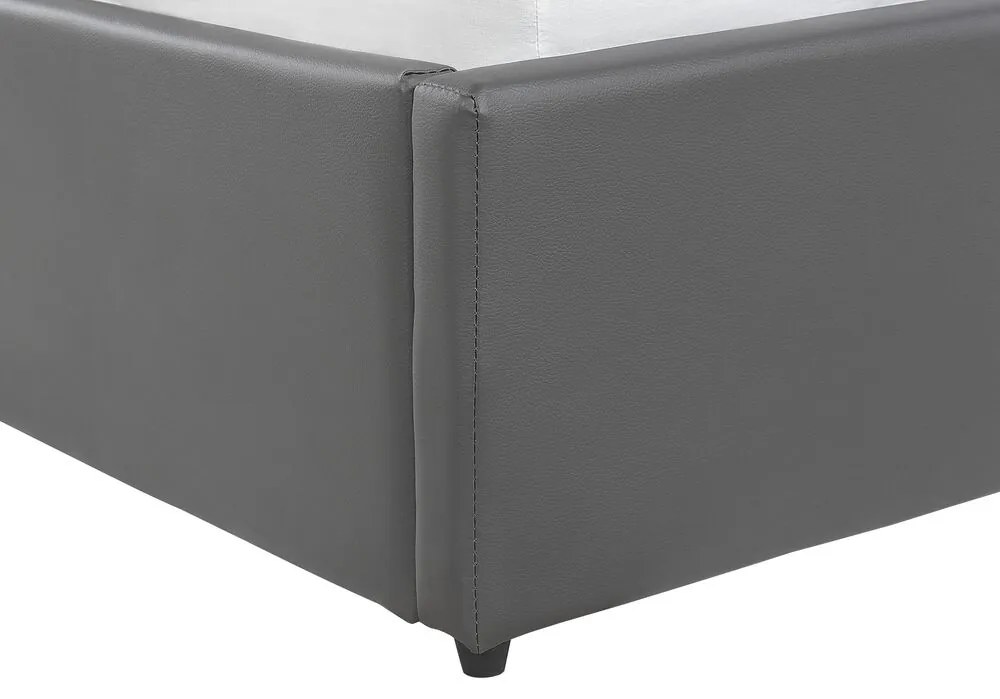 Posteľ z umelej kože s úložným priestorom 160 x 200 cm sivá DREUX Beliani