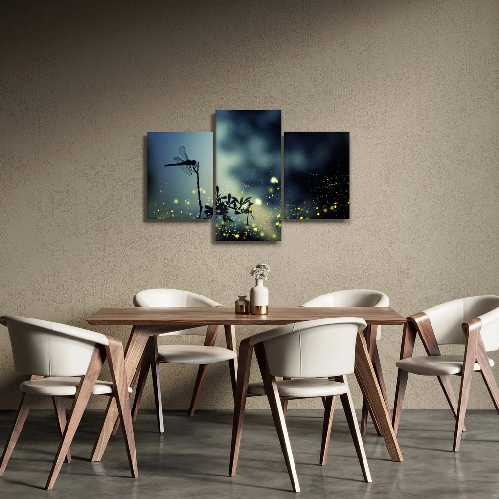 Obraz - Vážka za trblietavej noci (90x60 cm)