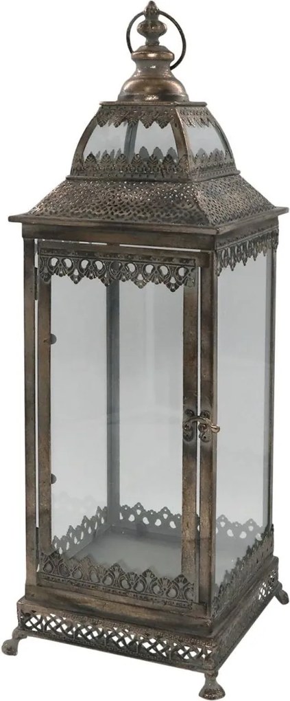 Bronzová antik kovová lampáš so zdobením Marroque – 20*20*62 cm