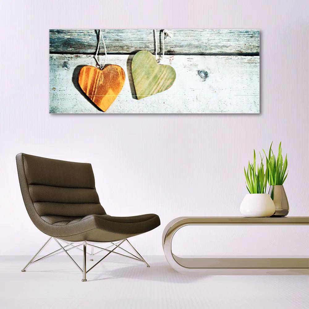 Obraz na skle Srdce drevo umenie 120x60 cm