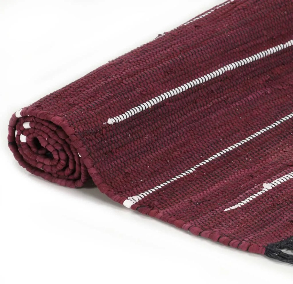 vidaXL Ručne tkaný koberec Chindi vínový 160x230 cm bavlnený