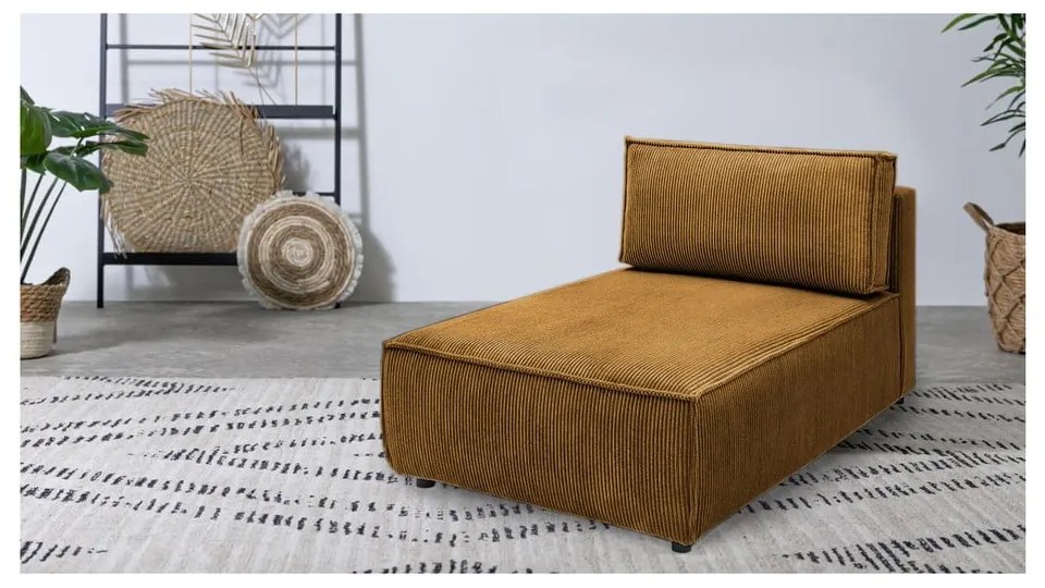 Menčestrový modul pohovky (variabilný) v horčicovej farbe Nihad modular – Bobochic Paris