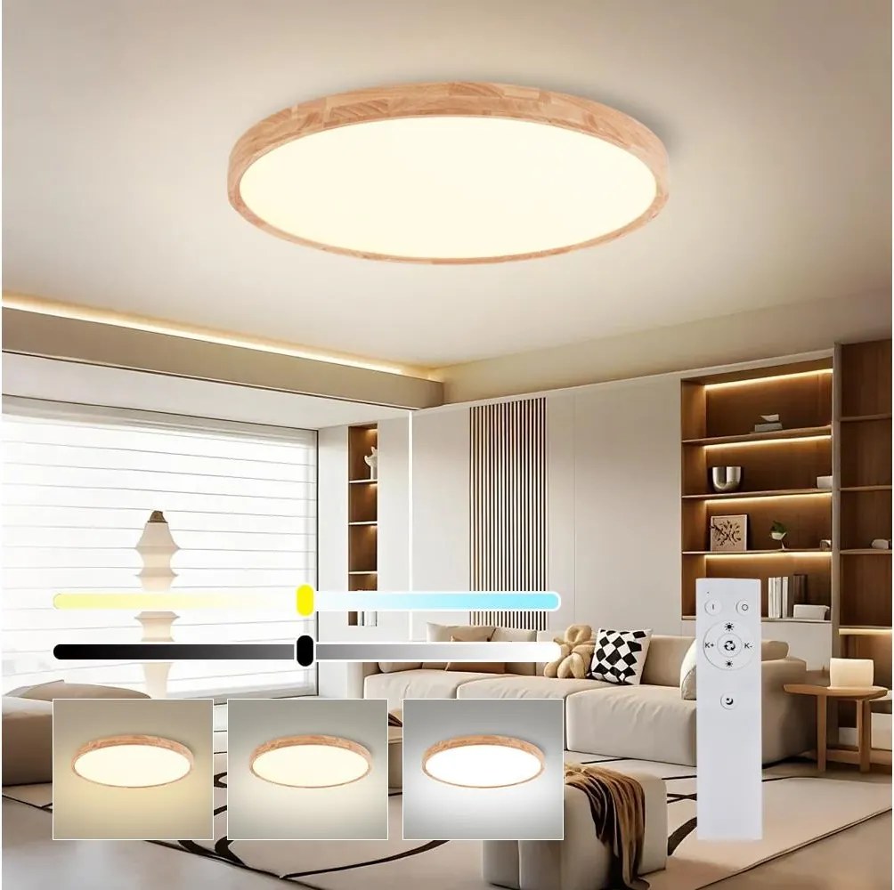 Brilagi - LED stmievateľné svietidlo WOODROUND LED/70W/230V 3000-6000K priemer 80 cm + diaľkové ovládanie