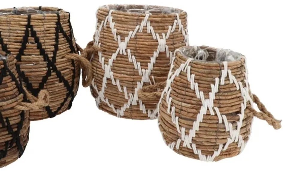 2ks kôš kvetináč z trávy s ušami Venice biela - Ø29*30 / Ø19*25 cm