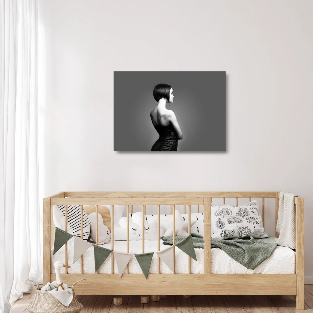 Sklenený obraz elegantnej ženy (70x50 cm)