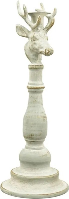 Šedý antik kovový svietnik ArtFerro s jeleňom - 13,5*13,5*37cm