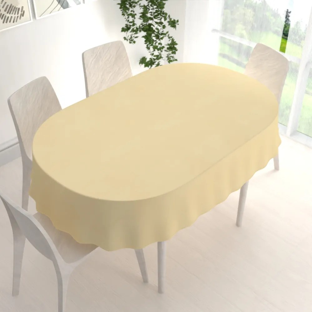 Biante Teflónový oválny obrus TF-018 Svetlo žltý 140x220 cm