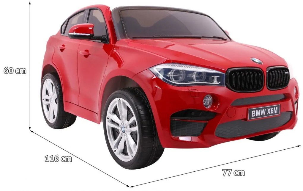 RAMIZ ELEKTRICKÉ AUTÍČKO BMW X6 - DVOJMIESTNE - LAKOVANÉ - ČERVENÉ - 12V/10 Ah - 2 x 12V / 120W / 20000RPM - 2023