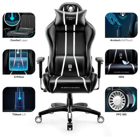 Herné kreslo Diablo X-One 2.0 King Size: čierno-bielý Diablochairs