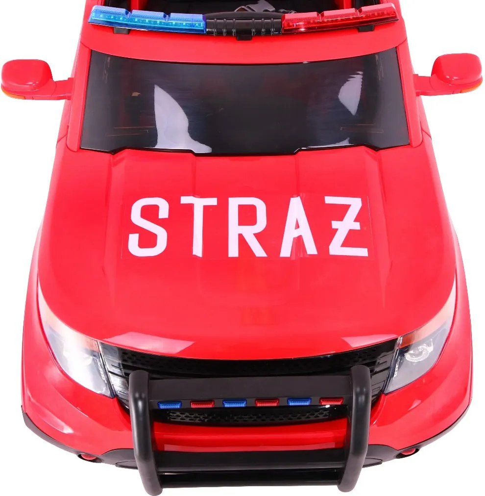 Ramiz Hasičský vozík SUV na batérie pre deti + sirény + svetlá + megafón + diaľkové ovládanie