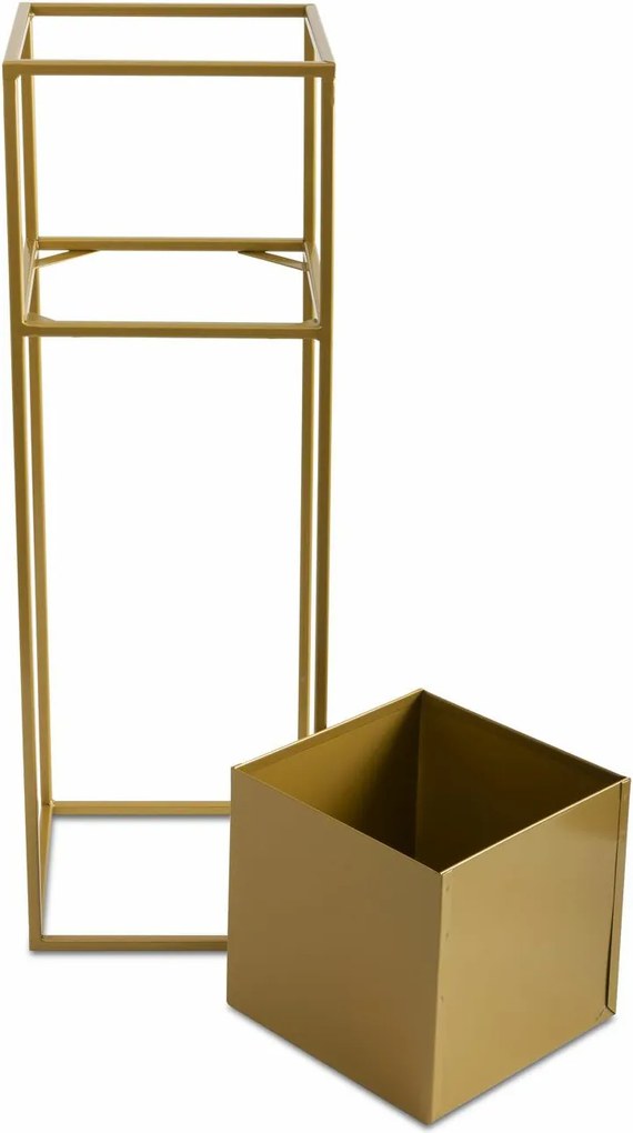 KOVOVÝ KVETINÁČ SO STOJANOM PLAIN 70X24 CM ZLATÁ