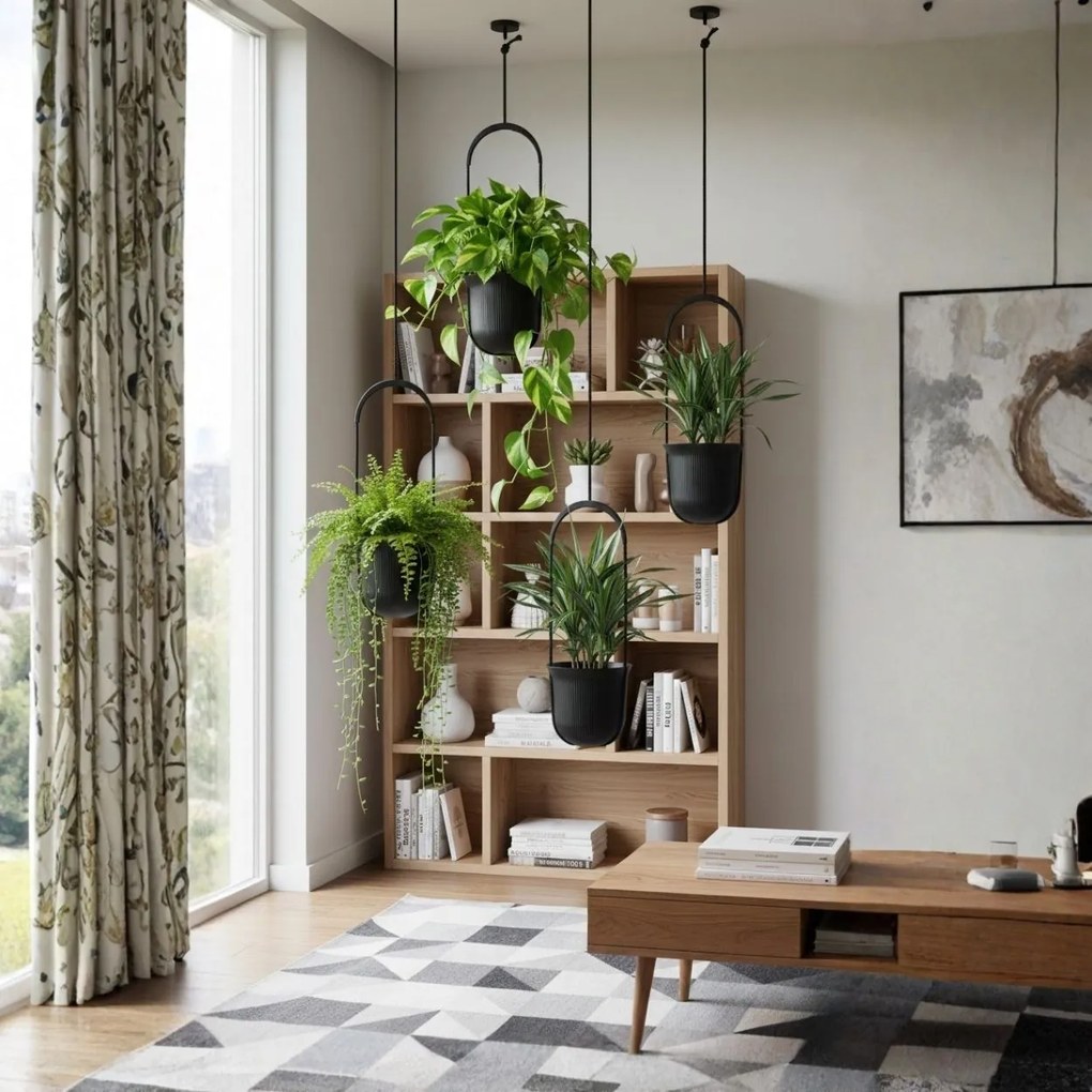 Závěsný květináč AERA HANG 17,9 cm černý