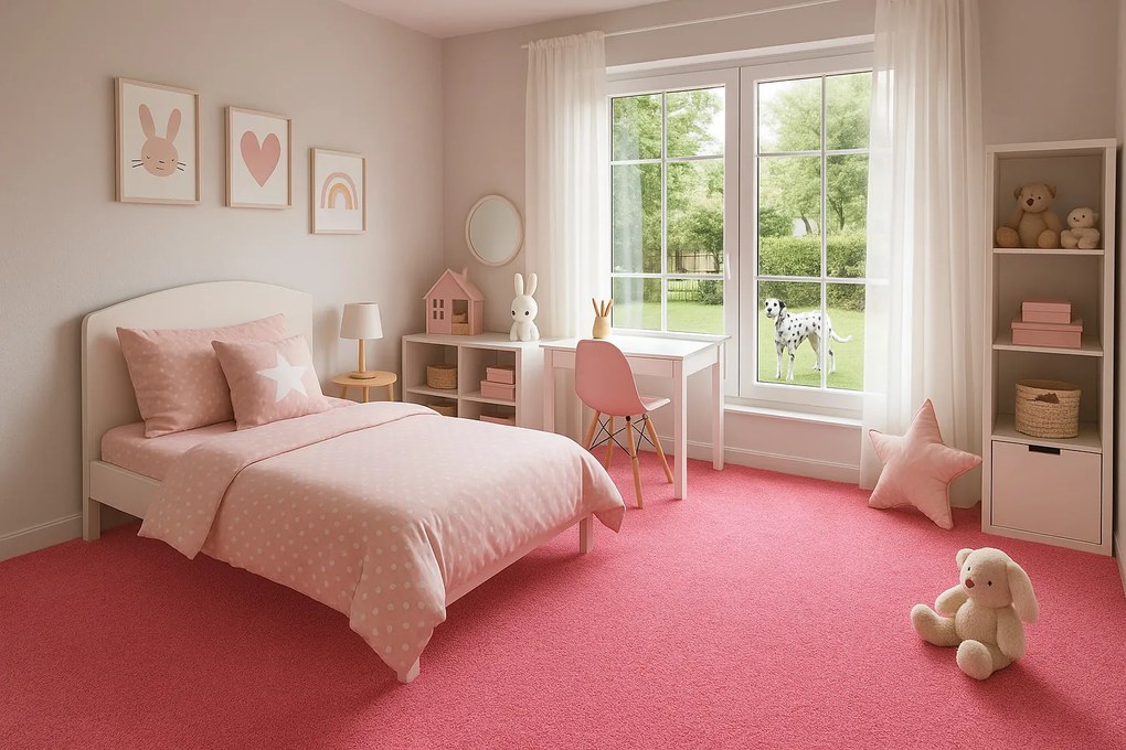 Betap, Koberec metráž Dynasty 11, na mieru, šíře 4m, ružová, filc, obývacia izba