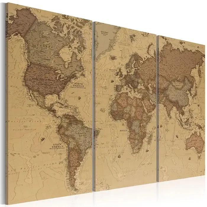 Obraz - Stylish World Map Veľkosť: 90x60, Verzia: Na talianskom plátne