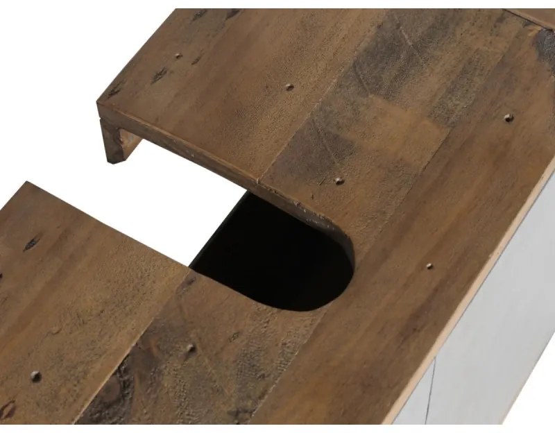 furniture-nabytek.cz - Masívna skrinka pod umývadlo Dinglová z recyklovanej borovice a MDF, lakovaná, prírodná / šedá – 67×30×45 cm