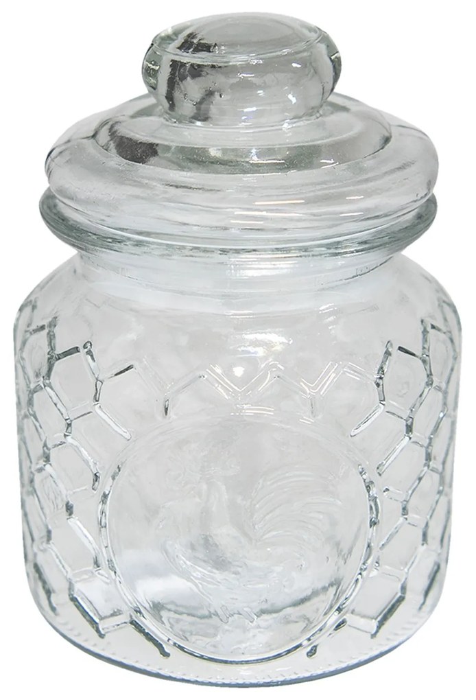 Sklenená dóza s víkom Rooster - Ø 10*14 cm