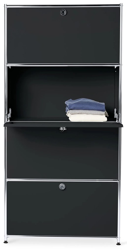 Kovová vysoká skrinka »CN3« so 4 výklopnými priehradkami, čierna